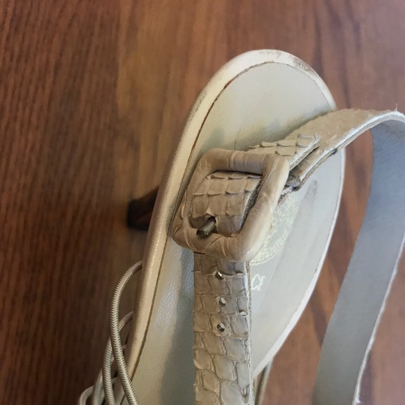 Gorgeous Cream Snakeskin Strappy Versace Heels - Picture 8 of 8